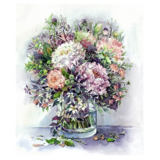 TSVETNOY Diamond painting 40x50cm Bouquet with peonies and herbs in lilac colors, LG026e