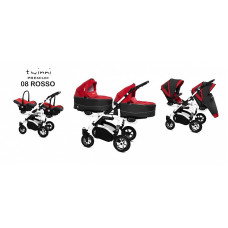 BABYACTIVE TWINNI PREMIUM Stroller for twins 3in1 ROSSO, 08 white frame