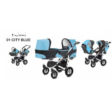 BABYACTIVE TWINNI CLASSIC Strollers for twins 3in1, 01/01 Citi Blue blue with white frame