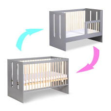 KLUPS PAULINE baby cot with safety rail 120x60cm, graphite