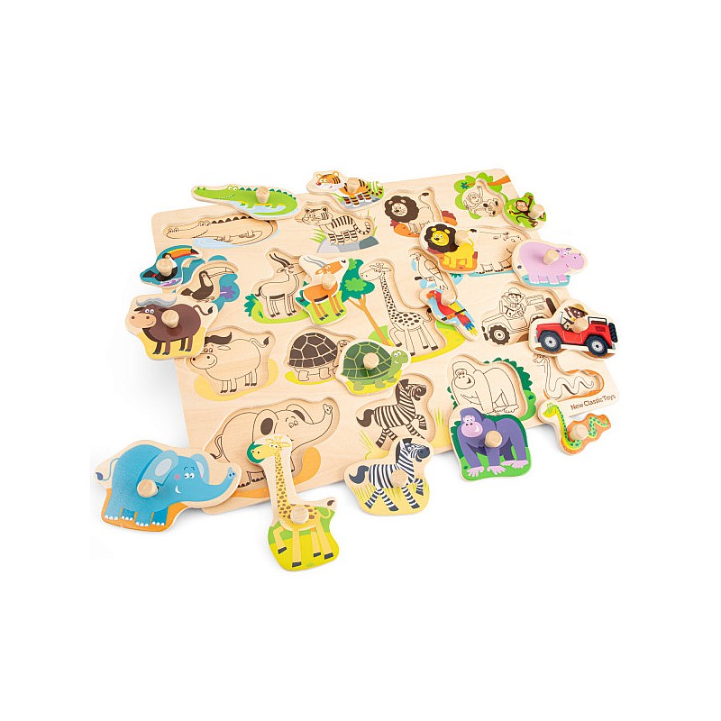 New Classic Toys wooden puzzle with handles Safari 10441