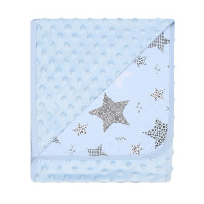 DUET BABY blanket Minky+Cotton Print  art. 625 STARS blue (746256)