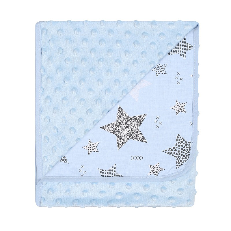 DUET BABY blanket Minky+Cotton Print  art. 625 STARS blue (746256)