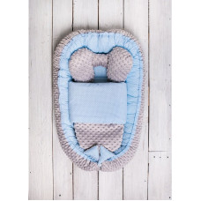 BELISIMA MINKY nest for the newborn with a blanket SWEET BABY, P01-765, blue