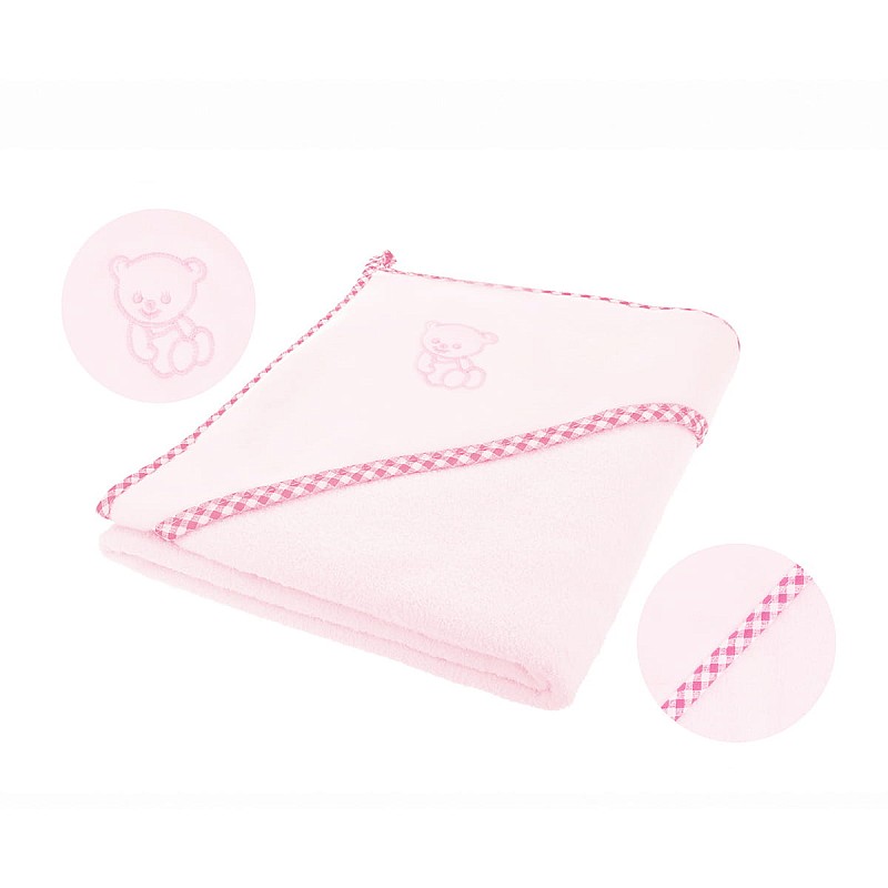 BOCIOLAND Hooded Towel 100x100cm BEAR pink BOC0111