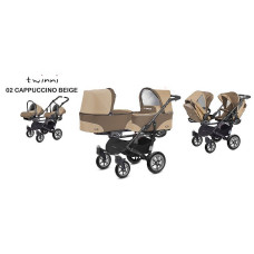 BABYACTIVE TWINNI CLASSIC for twins Stroller 3in1, 02/01 Sappuchino beige with a black frame