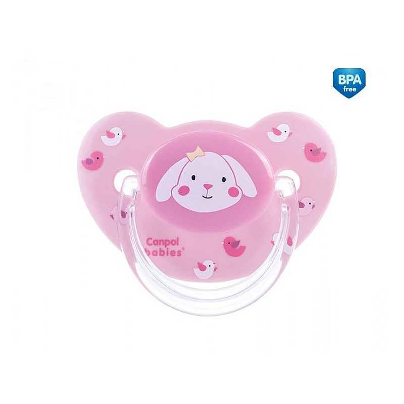 CANPOL BABIES Sweet Fun silicone soother 0-6m 22/598 anatomically shaped pink