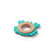 BABYONO wood and silicone teether CRAB mint 1075/02