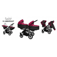 BABYACTIVE TWINNI PREMIUM Stroller for twins 3in1 AMARANT, 10 black frame