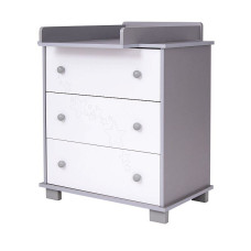 DREWEX STARS chest of drawers, silver / white