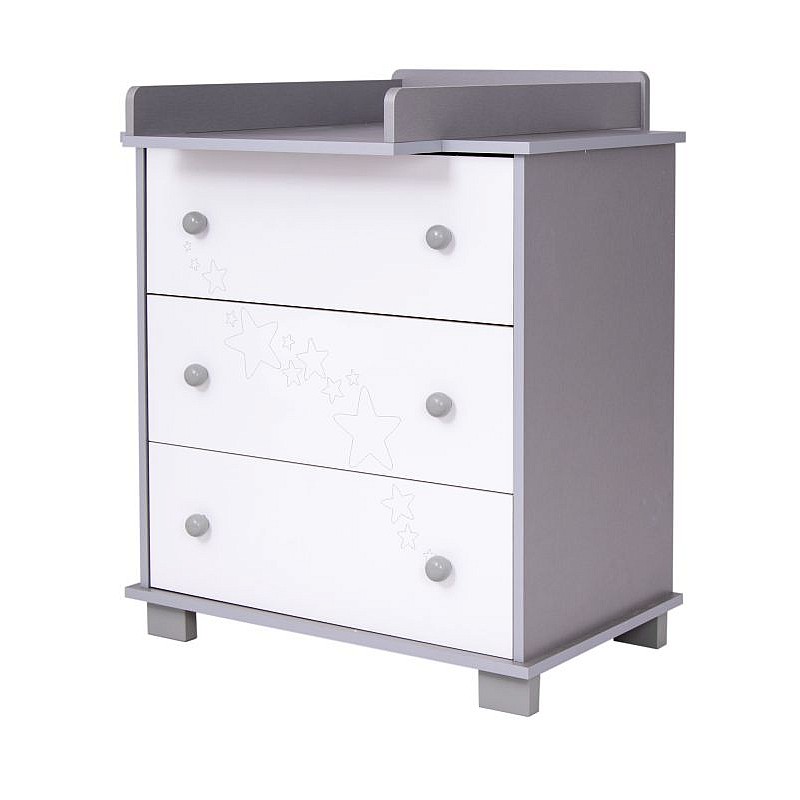 DREWEX STARS chest of drawers, silver / white