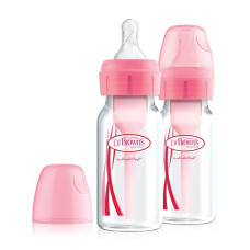 DR.BROWNS Narrow-Neck Options Plus feeding bottle with a narrow neck 0m + 120ml. 2 pcs. pink SB42305-ESX