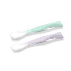 BABYONO Spoon with flexible handle 6m + 2 pcs. 1066/03 mint purple