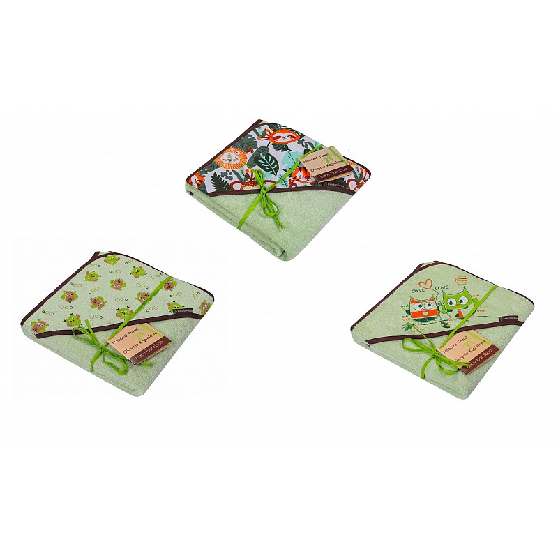 DUET BABY hooded towel BAMBOO 100x100cm, 707 green