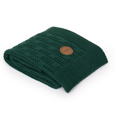 CEBABABY knitted cotton blanket in gift box 90x90cm Herringbone Emerald W-812-109-155