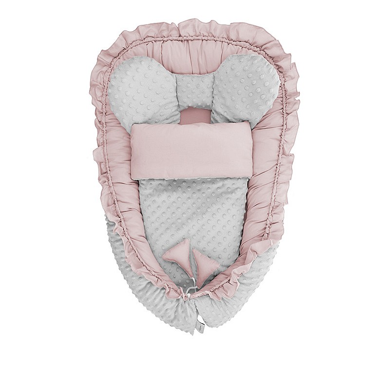 BELISIMA MINKY MYSZKI nest for the newborn with a blanket, P02-0177 pink