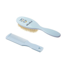 AKUKU Children's brush and comb with natural bristles 0m+ blue A0457