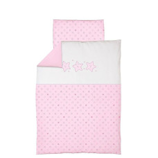 CEBABABY bed linen 2 piece with embroidery 135x100sm STARS PINK