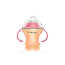 BABYONO NATURAL NURSING Mug-pot spout with silicone 180ml 3m + 1456 Orange