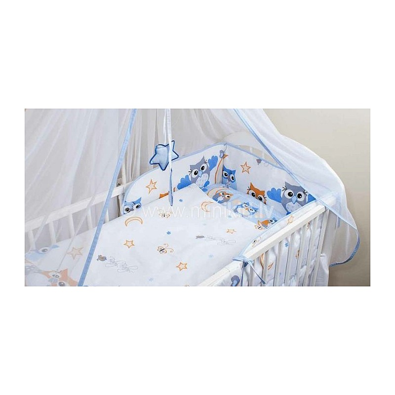 ANKRAS rim for cots Owl 180 cm - blue