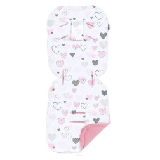 MamoTato Double-sided insert for stroller 32x82cm PASTEL HEARTS pink 12794