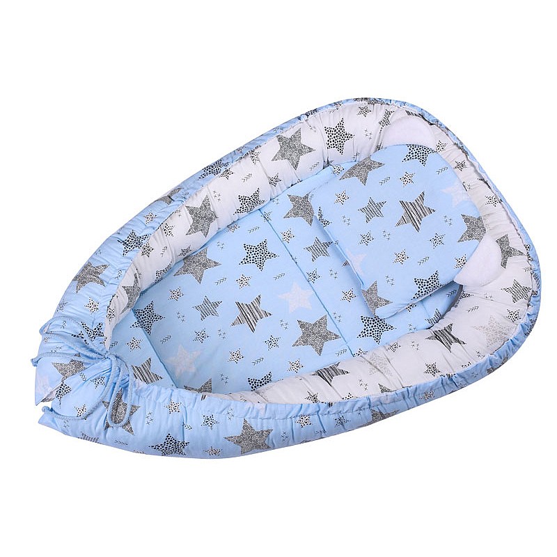 DUET BABY Newborn nest with mattress and pillow 659 Stars blue