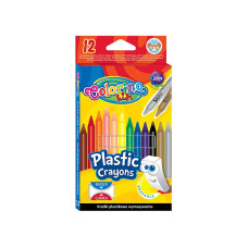 COLORINO CREATIVE Erasable plastic crayons 12 colors with eraser, 91992PTR