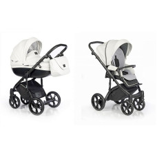 ROAN BASS SOFT Eco-leather universal stroller 2in1, Black Diamond, light gray