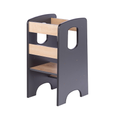 DREWEX Wooden kitchen step for children GRAPHITE-OAK