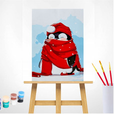 TSVETNOY Painting set by numbers 20x30cm Red Scarf Penguin, MC1054e