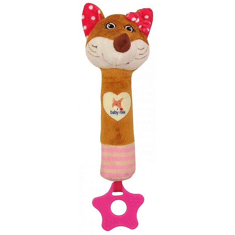 BABY MIX Rattle with squeaker PINK FOX, STK-17510P