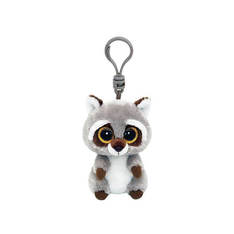 TY Beanie Boos Toy - Keychain OAKIE 8cm GRAY RECCOON clip, TY35252