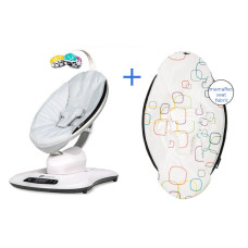 4MOMS MamaRoo Classic 4.0 Grey šūpuļkrēsliņš + multicolor plush pārklājs