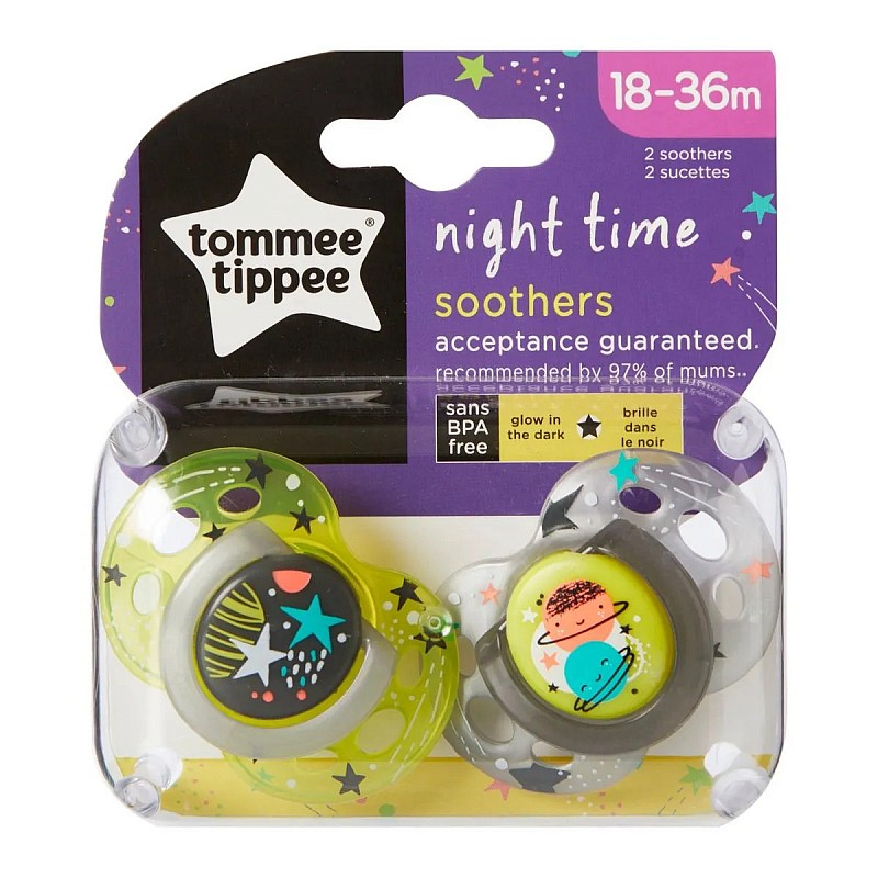 TOMMEE TIPPEE soothers Night unisex 18-36m 2 pcs., 433475
