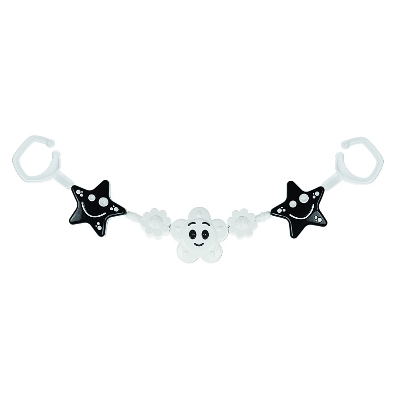 TULLO Pram rattle black & white, stars / flower 178