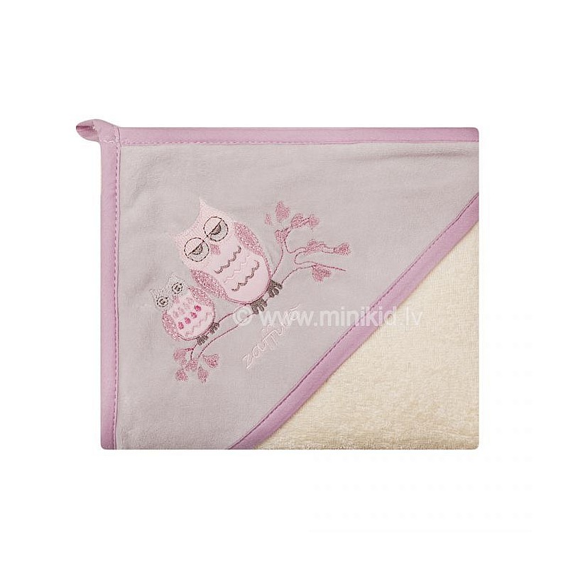 WOMAR cotton towel with velor area Owl, 100x100cm