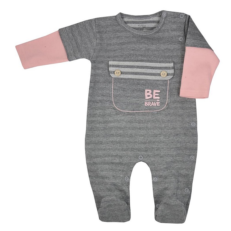 KOALA BEE BRAVE romper with long sleeve 56 size, 08-357 grey/pink