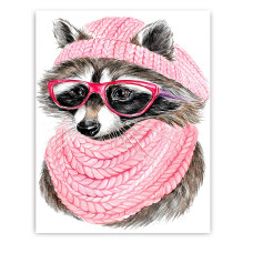 TSVETNOY Diamond painting 30x40cm Racoon with glasses, LC009E