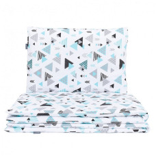 MamoTato bed linen set 2D/ 135x100cm TRIANGLES, white/blue 13988