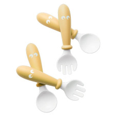 BABYBJORN plastic spoon with a fork 4 pcs. 4m + POWDER YELLOW 073066