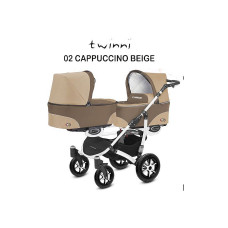 BABYACTIVE TWINNI CLASSIC for twins Carriages, 02/01 Sappuchino beige with white frame