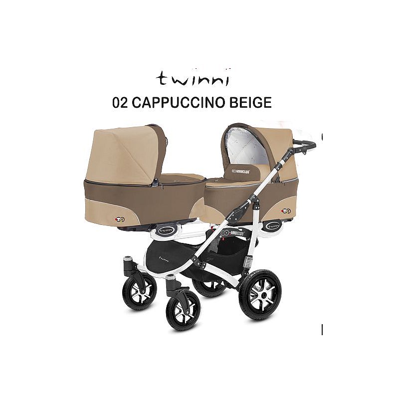 BABYACTIVE TWINNI CLASSIC for twins Carriages, 02/01 Sappuchino beige with white frame