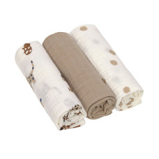 LASSIG Muslin Swaddle & Burp Blanket L 3pcs (85x85cm) Little Mateys Roya Blue, 1312008082