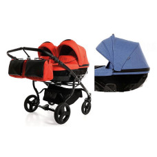 JUNAMA DIAMOND DUO 2in1 stroller for twins, 09 blue / black