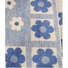 URGA wool blanket 140x100cm, FLOWERS, blue, SALE