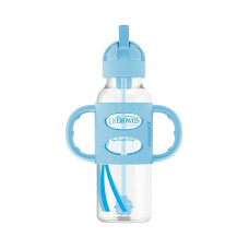 DR.BROWNS Sippy Straw Bottle with Silicone Handles, 8 oz/250 ml SB81102 blue