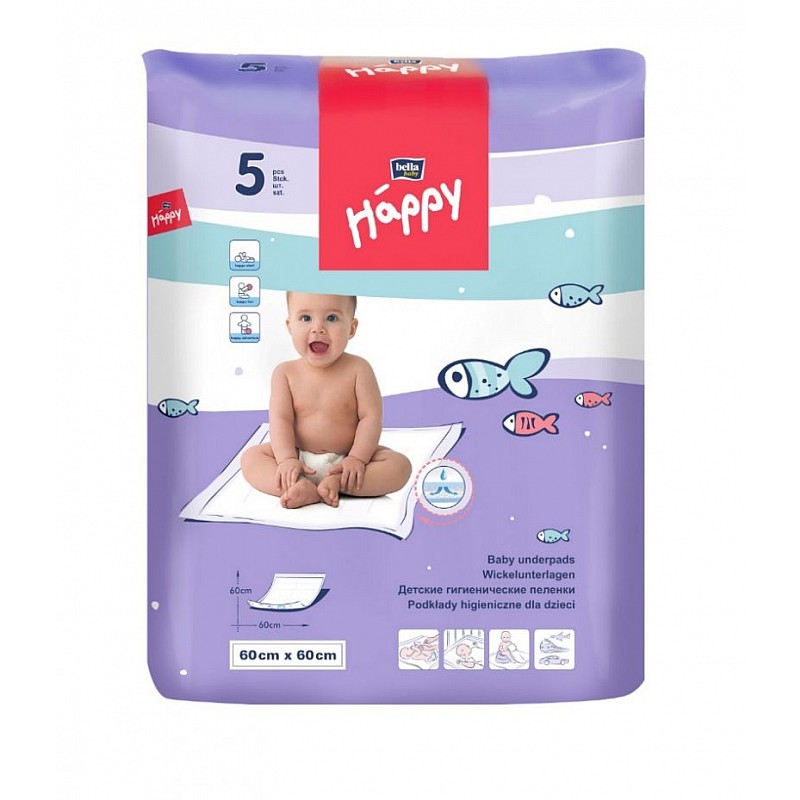 HAPPY baby underpads, 60x60cm, 5pcs.