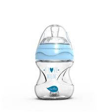 Nuvita glass bottle 140 ml with silicone pacifier, 6013 blue