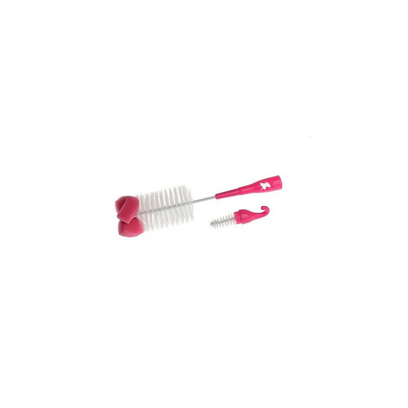 AKUKU Brush for bottles and teats with sponge A0575, pink