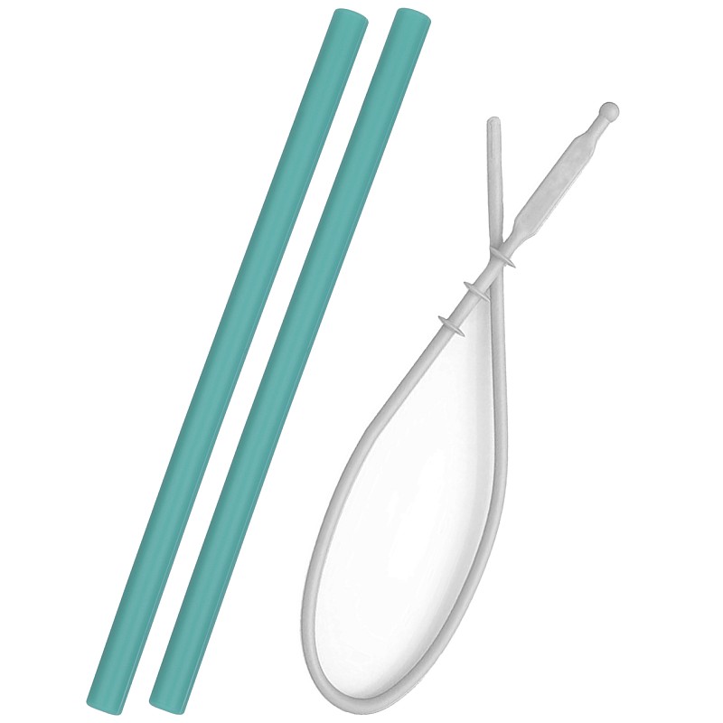 MINIKOIOI straw brush set FLEXI, 2 pcs., Aqua Green, 101110005